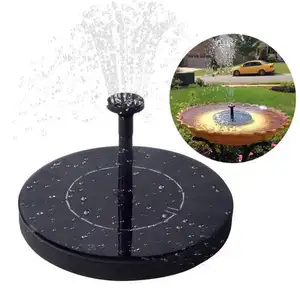 Birdbath round floating solar submersible garden fountain water pump with panel