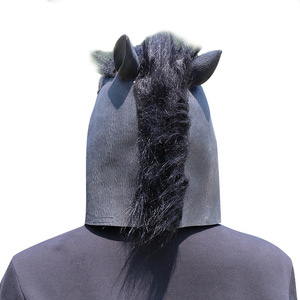 Máscara de cabeza de caballo de látex, accesorio de disfraz de animal de dibujos animados de talla única para fiesta de Halloween, Cosplay - Product Image 2