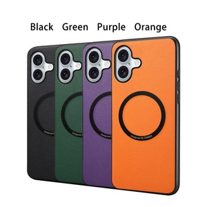 Funda <span class=keywords><strong>de</strong></span> Teléfono <span class=keywords><strong>de</strong></span> Cuero PU a Precio Económico para Apple iPhone 17, Funda con Anillo Magnético - Product Image 1