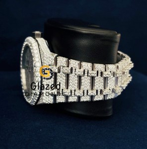 Montre de luxe de haute qualité en diamant de laboratoire cultivé, acier inoxydable noir, analogique, VVS, hip-hop, entièrement sertie de diamants, mécanique - Product Image 5