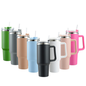 40oz <span class=keywords><strong>Mug</strong></span> với xử lý Tumbler rơm thép không gỉ cà phê termos Cup trong xe chân không bình nước cầm tay chai - Product Image 1