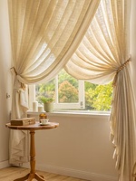 Voilages semi-transparents en lin texturé couleur unie, doux et filtrant la lumière, pour hôtels, appartements, balcons et décoration intérieure