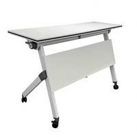 Table de réunion mobile sur mesure avec cadre blanc, plateau blanc, roulettes et fonction pliable pour les réunions de bureau, les salles de formation et les salles de classe