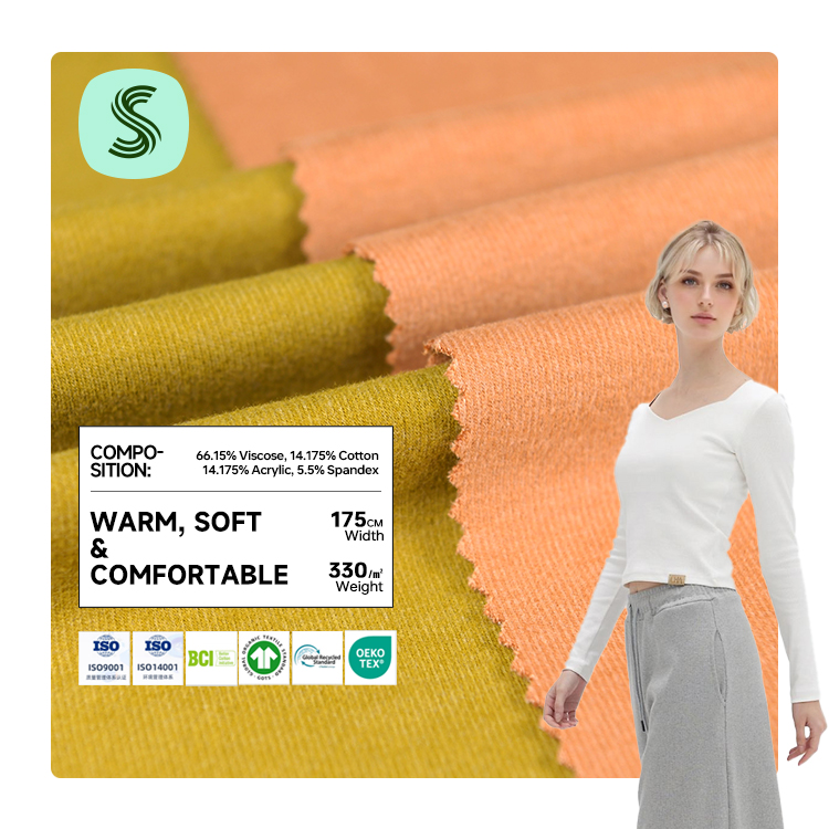 66.15% Viscose 14.18% Cotton 14.18% Acrylic 5.5% Spandex Fabric Mix Lot Custom Design Wholesale Cheap Viscose Knit Fabric