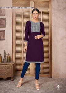 Heavy Rayon Bombay Fabric Designer Ladies Kurtis para ropa habitual del fabricante y proveedor indio - Product Image 2