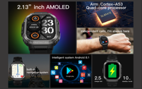 Moda akıllı saat sim kart 4g su geçirmez çok fonksiyonlu spor modu izleme kayıt erkekler için erkekler's amoled smartwatch