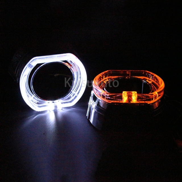 CQL 2.5inch 3inch Square Led Angel Eye DRL Turn signal Shroud Mini Hid Projector Lens Yellow White Cover