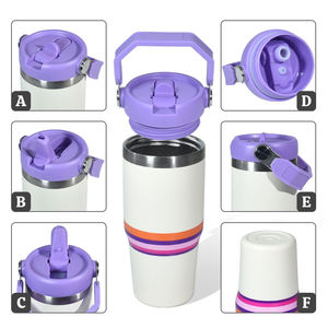 <span class=keywords><strong>Taza</strong></span> de Café de Doble Pared de 14 oz con Logotipo Personalizado, Botella Aislada para Bebidas, Vaso de Acero Inoxidable con Asa para Camping y Viajes - Product Image 2