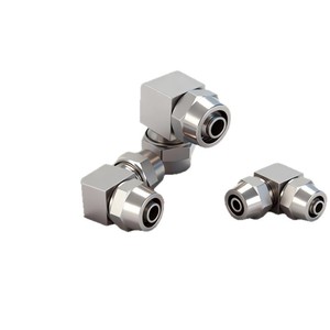 <b>Quick</b> Coupler L Type Air Hose <b>Connector</b> Copper Plated Nickel PV4 6 8 10 12 14 16mm Right Angle Lock Nut - Product Image 1