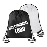 Sac à dos unisexe en polyester 210D avec cordon de serrage, sangle en corde, portable, logo personnalisé, design épaissi pour le sport, les affaires, les anniversaires, la plage