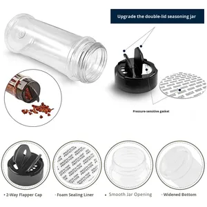 Bouteille et pot à épices en plastique PET de 60 à 400 ml avec couvercle papillon, logo personnalisé, pour le stockage de piments et d'épices de barbecue - Product Image 2