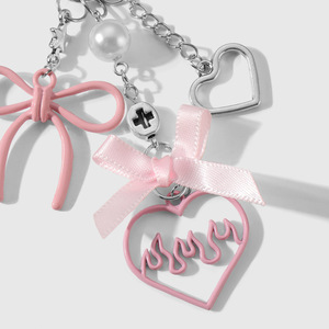 Nuevo Llavero de Acero Inoxidable Exquisito, Colgante DIY con Diseño de Chica Dulce con Estrella, Llama y Lazo, Cadena de Alta Belleza para Llavero de Amor - Product Image 4