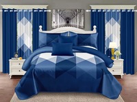 Ensemble de literie et rideaux Aodu bleu clair, imprimé floral papillon, housse de couette, taies d'oreiller, rideaux, vente en gros, usine