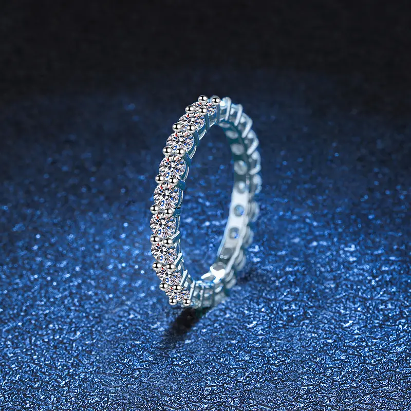 wholesale finger band ring full eternity ring rows 925 iced moissanites silver and moissanite ring for girls
