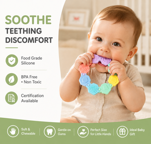 <span class=keywords><strong>Bracelet</strong></span> de dentition personnalisé en silicone, jouet de dentition pour bébé à assembler soi-même, <span class=keywords><strong>bracelet</strong></span> à mâcher pour nourrisson en silicone de qualité alimentaire, OEM - Product Image 2
