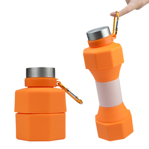 Barbell Design vente en gros pliant Silicone sport boisson bouteille d'eau Logo personnalisé conçu Grm Botella De Agua bouteille pliable - Product Image 2