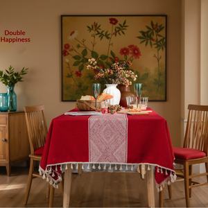 <span class=keywords><strong>Tovaglia</strong></span> Jacquard con Motivo a Diamante, Resistente all'Usura, Antipolvere, <span class=keywords><strong>Tovaglia</strong></span> <span class=keywords><strong>Rossa</strong></span> per Matrimoni, Elegante <span class=keywords><strong>Tovaglia</strong></span> Rettangolare per Tavolo da Pranzo - Product Image 2