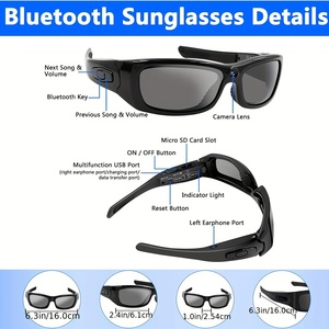 Lunettes de soleil avec caméra sportive, objectif polarisé HD 1080P, fonctions audio/vidéo/<span class=keywords><strong>photo</strong></span> sans fil, musique et appels, caméra simple - Product Image 3