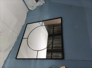 Industrial <strong>Square</strong> Black Metal Frame <strong>Mirror</strong> Wall Mounted Contemporary 80x80cm Home Bathroom Fireplace Frame <strong>Mirror</strong> - Product Image 4