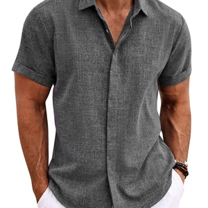 เสื้อเชิ้ตฤดูร้อนผ้าฝ้าย 100% ไม่ยับ ระบายอากาศได้ดี ซับเหงื่อ เหมาะสำหรับออกกำลังกาย ชายหาด ชุดของขวัญบริษัท ติดกระดุม ลายพิมพ์ทรอปิคอล รับสั่งทำ - Product Image 4