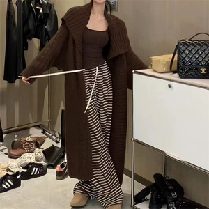 Cárdigan largo de invierno con hombros caídos, abrigo Midi de lana en blanco, cárdigans de <span class=keywords><strong>punto</strong></span> con Cable frontal abierto, suéteres de <span class=keywords><strong>punto</strong></span> coreanos, <span class=keywords><strong>chaqueta</strong></span> para <span class=keywords><strong>mujer</strong></span> - Product Image 2