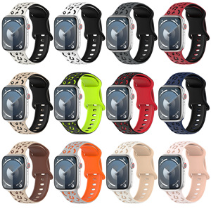 Bracelet de montre intelligente en silicone bicolore pour <span class=keywords><strong>Apple</strong></span> <span class=keywords><strong>Watch</strong></span> Design léopard sculpté au laser ultra modèle S9 - Product Image 3