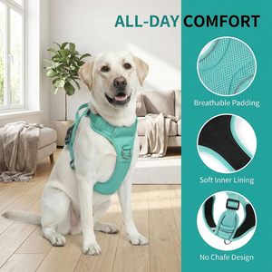 Harnais de chien rembourré doux, réglable, respirant, imperméable, en PVC et silicone, résistant, tactique, avec logo personnalisé - Product Image 2