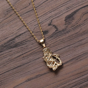 Colgante de bastón y bolsa de dinero para caballero, Collar de cobre con circonitas cúbicas estilo hip hop de dibujos animados, Cadena con dije de hombre rico con incrustaciones de circonitas - Product Image 3