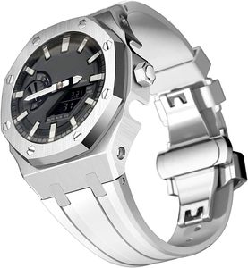 Lionorm sang trọng <span class=keywords><strong>Mod</strong></span> <span class=keywords><strong>Kit</strong></span> cổ điển người đàn ông thép không gỉ trường hợp Silicone ban nhạc đồng hồ cho Ga-2100/ga-2110 Gshock ga2100 - Product Image 5