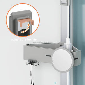 WIREKING 74 -106 Inch Aluminum Bathroom Shampoo Storage 4 Tier Tension Pole <strong>Shower</strong> Corner Caddy with Mirror and Towel Rack - Product Image 4