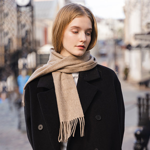 Saison d'hiver Luxe Classique Uni <span class=keywords><strong>Cachemire</strong></span> Écharpe Solide Tissé Logo Personnalisé Étiquette Femmes <span class=keywords><strong>Cachemire</strong></span> Silencieux - Product Image 3