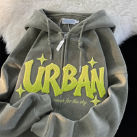 Sudadera con capucha y cremallera para hombre, de tela de pana oversize, con hombros caídos, bordado de chenilla de algodón, personalizada OEM, al por mayor
