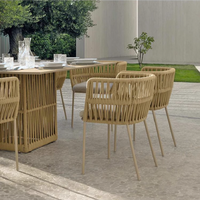 Conjunto de Comedor Moderno para Exteriores, Mesa de Comedor para Patio de 6-8 Personas y Sillas de Jardín para Patio, Hotel y Uso Comercial