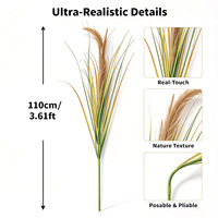 Branche d'herbe séchée beige naturel 110 cm, fausse roseau rustique pour remplissage de vase, choix populaire pour pot de fleurs artificiel, décoration de mariage bohème