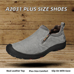 A2031 Chaussures tendance pour hommes grandes tailles, en cuir véritable de porc, à enfiler, avec doublure en tissu coton et semelle intérieure en EVA - Product Image 2