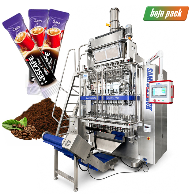 Boju Automatic Powder Sachet 3 in 1 Instant Coffee Packing Machine High Speed Stick 10 Lane 12 Lane Coffee Packaging Machine