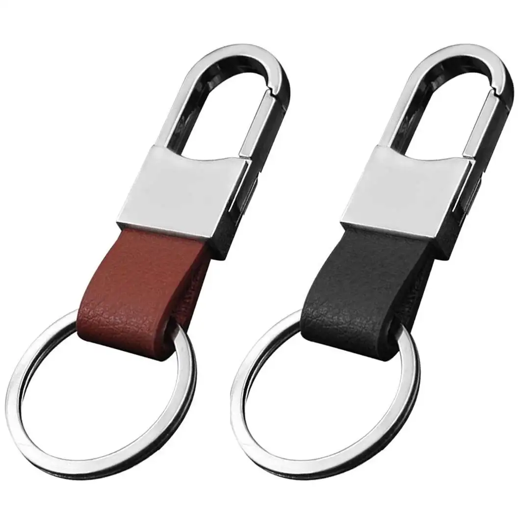 Soft Leather Keychain For Men Custom Vintage Genuine Leather Key chain With Stainless Steel Ring