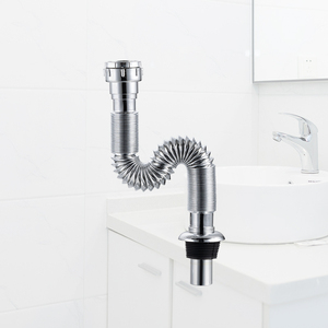 Gran oferta, tubo <span class=keywords><strong>corrugado</strong></span> cromado de acero inoxidable de alta calidad, desagüe de lavabo de baño, tubo de drenaje de fregadero de codo retráctil en forma de S - Product Image 6