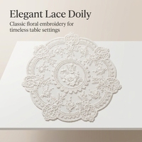 Sous-verre rond brodé en dentelle blanche de style français vintage, pour plateau ou tasse