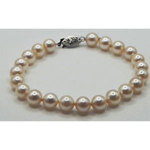 Bracciale di perle coltivate 7mm con chiusura in oro bianco 14k - Product Image 1