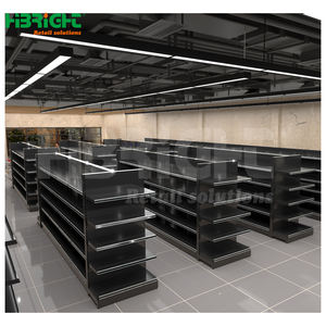 Support de supermarché commercial en fer noir robuste service à guichet unique autoportant conception de disposition d'épicerie gondole - Product Image 1