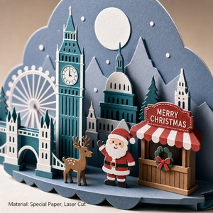 Carte de Noël pop-up 3D, carte de vœux de fêtes personnalisée, décoration en papier imprimée sur mesure, cadeau de bureau - Product Image 4