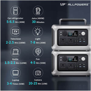 <span class=keywords><strong>ALLPOWERS</strong></span> R600 Batterie de secours rechargeable Lifepo4 Générateur solaire d'urgence 600W Station d'alimentation portable - Product Image 5
