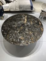 Naturel Luxe Ondulé Bords Détachés Rond Platine Granit Ville Style Hôtel Enregistrement Bureau Bar Dessus De Table D'appoint Lit