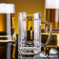 Duurzame, verdikte, gehard glazen bierpul, heldere, stevige drankenbeker, klassieke grote glazen bierpul met handvat