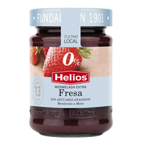 Confiture de fraises Helios Extra 280G Sans sucre ajouté Sans gluten Espagne Récolte artisanale Culture locale Teneur en fruits 60% Réfrigéré