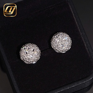 Boucles d'oreilles clous de luxe en moissanite, taille brillant rond, forme boule, en argent 925 plaqué or rose, bijoux de mariage pour femme - Product Image 4