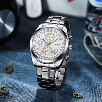 Montre à quartz multifonction pour homme de luxe, vente chaude, bracelet en acier inoxydable, sport, caractéristiques liées aux affaires, mode décontractée, cristal