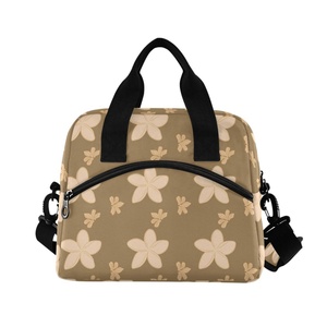 Sac isotherme pour femme avec imprimé personnalisé fleur de plumier hawaïenne marron, 15L, réutilisable, petit sac à déjeuner isotherme avec sangle réglable - Product Image 2