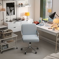Chaise de bureau moderne du milieu du siècle en tissu avec roulettes en alliage d'aluminium, coussin confortable, chaise d'appoint pour l'étude ou la maison